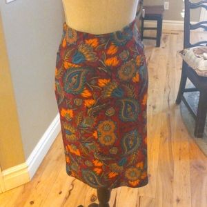 Red floral size L Lularoa pencil skirt